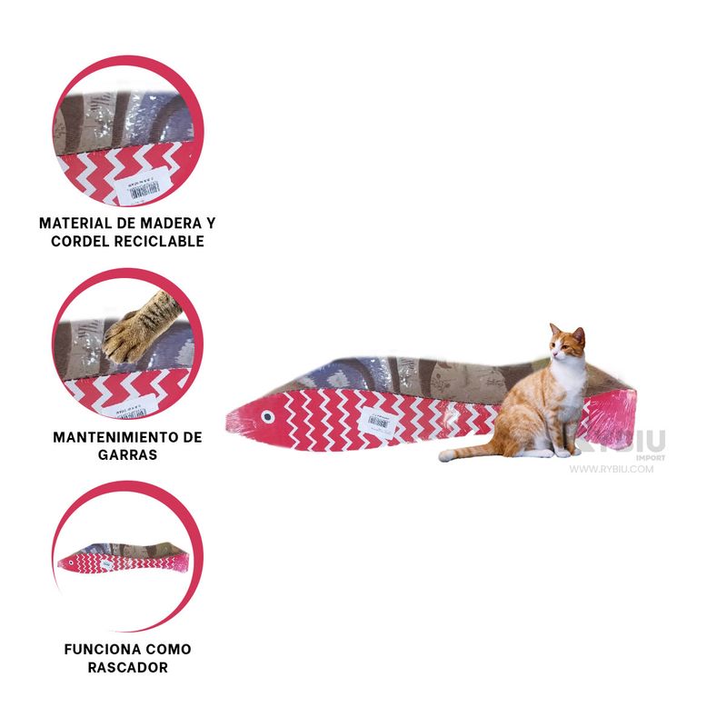 RYBIU IMPORT - Arañador para Gato con Estampado de Pez Marron Y+MiniAgenda