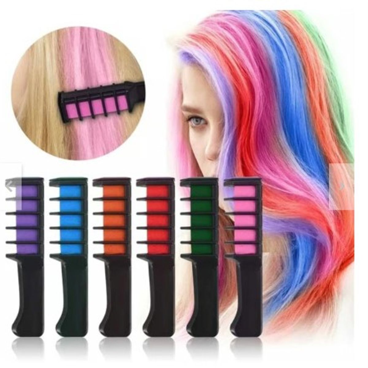 GENERICO - Peine Tiza para Cabello Tintes Temporal Lavable Niñas Mujeres