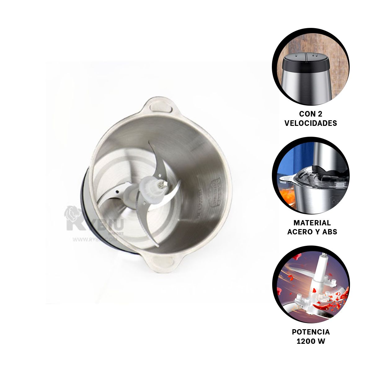 RYBIU IMPORT - Picador de 3L Electrico de Doble Velocidad Y+Papel de Regalo