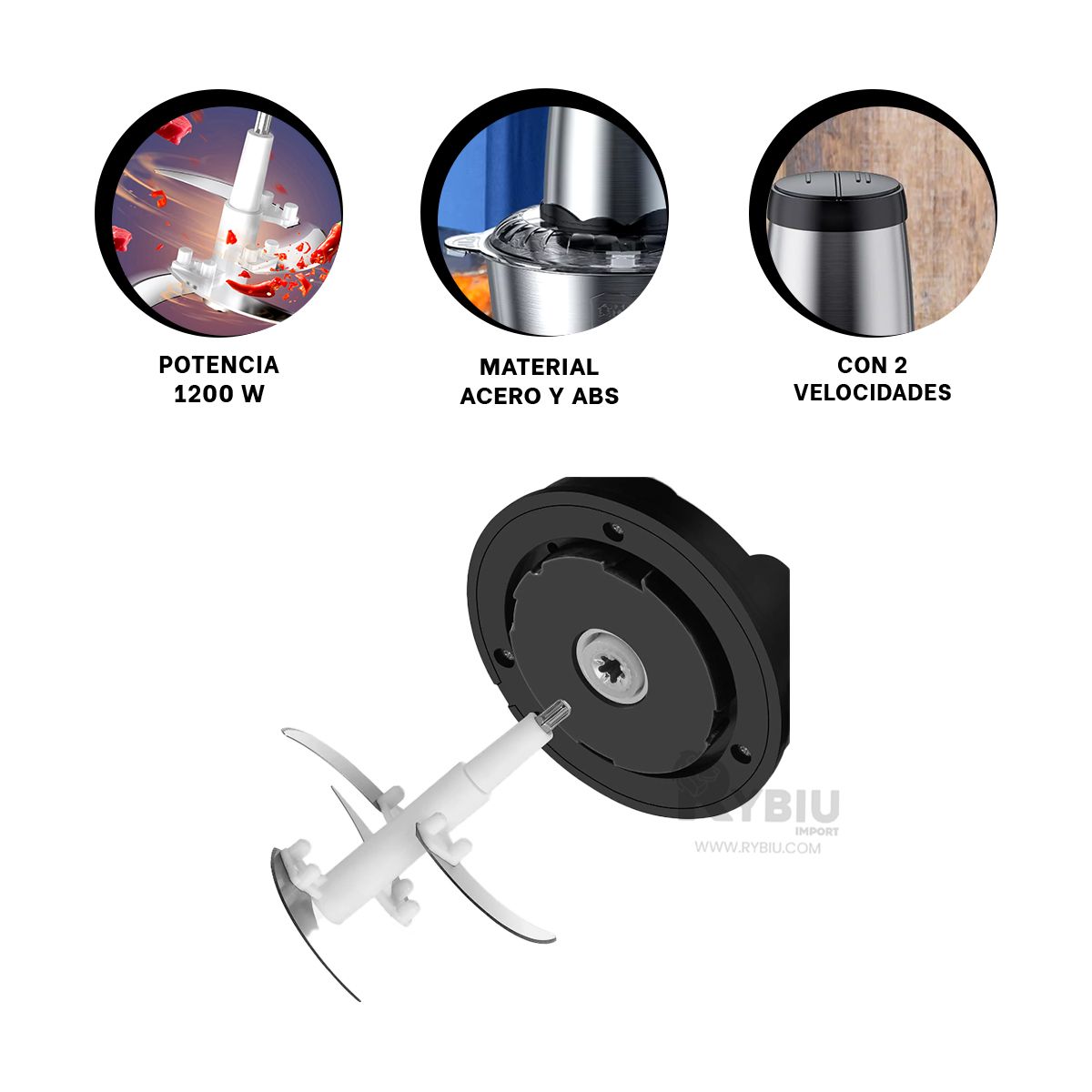 RYBIU IMPORT - Triturador Practico para Cocina Diaria Y+Regalo Stickers