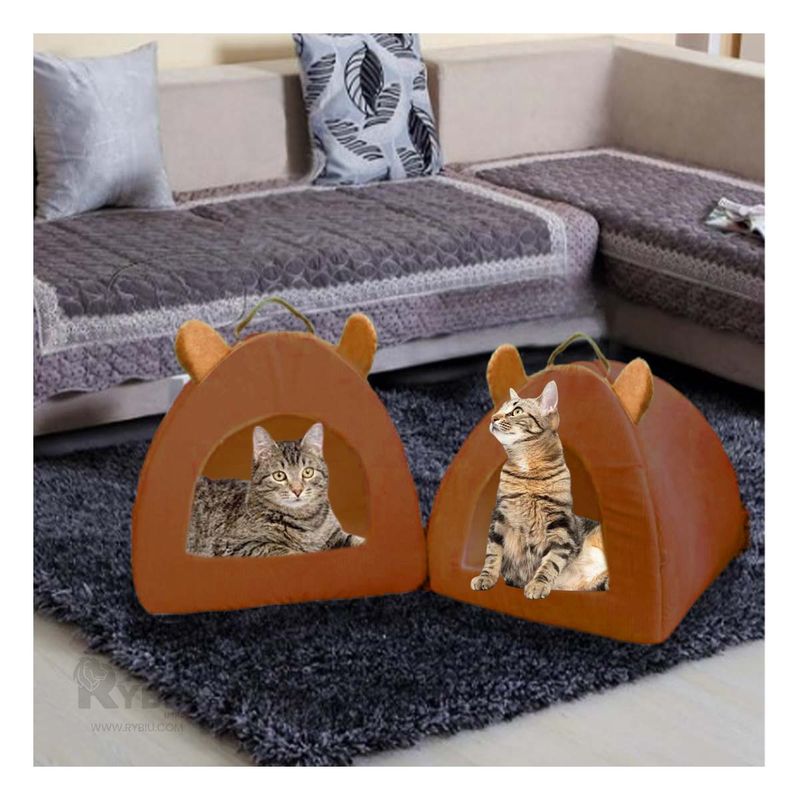 GENERICO - Cama Cerrada Forma de Iglu Marron Talla L Y+Regalo Stickers