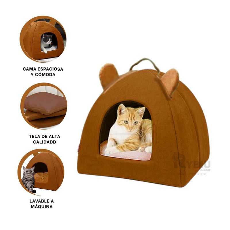 GENERICO - Iglu de Dormitorio de Mascota L Marron Y+Ligas de Regalo