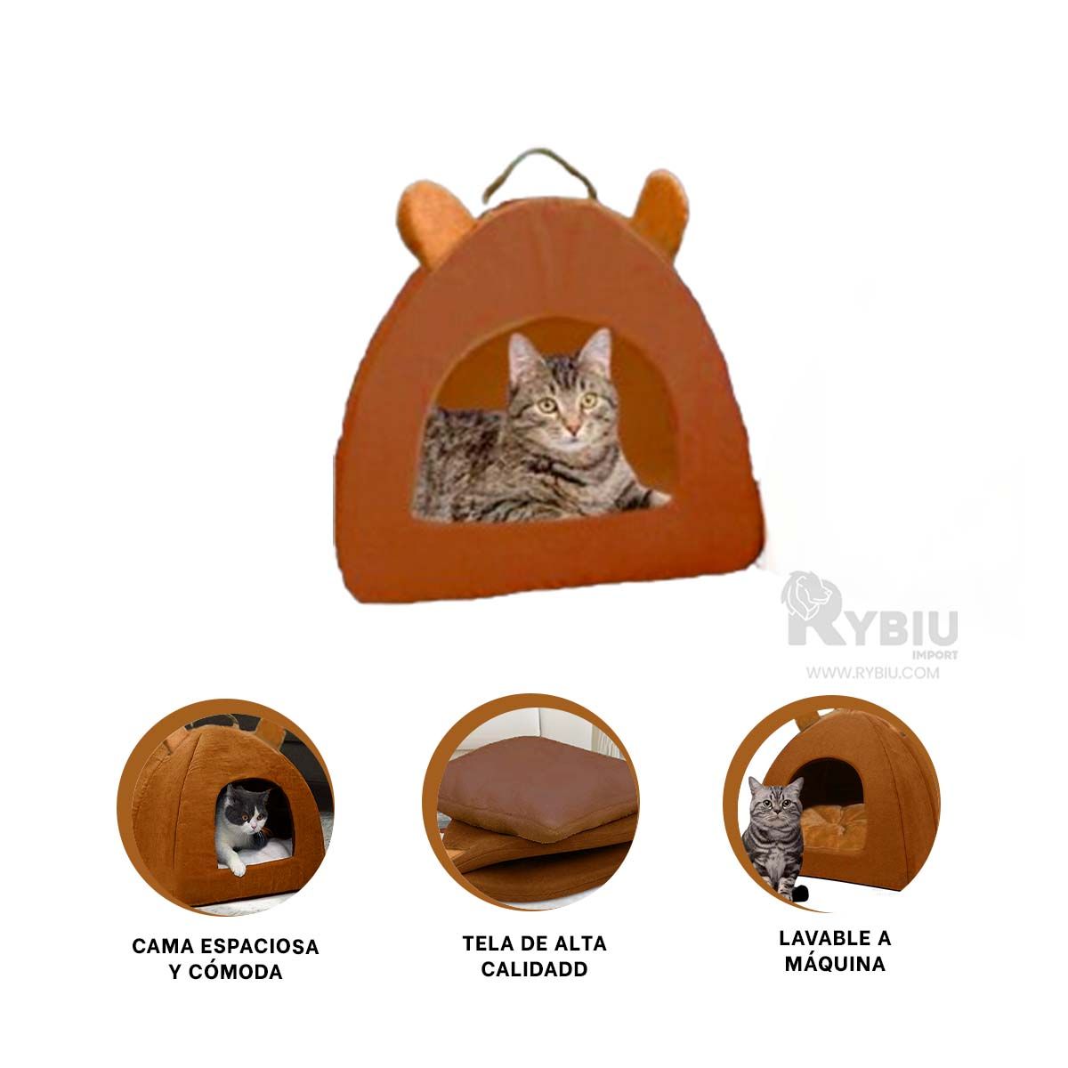 GENERICO - Iglu de Dormitorio de Mascota L Marron Y+Ligas de Regalo