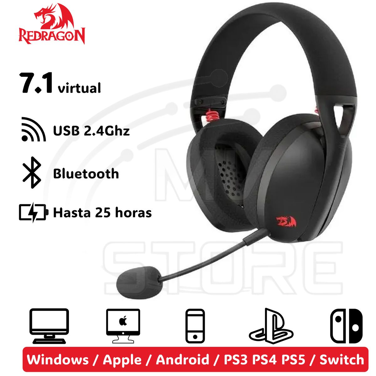 REDRAGON - Audífonos Redragon Ire Pro Wireless H848 Black Color Negro