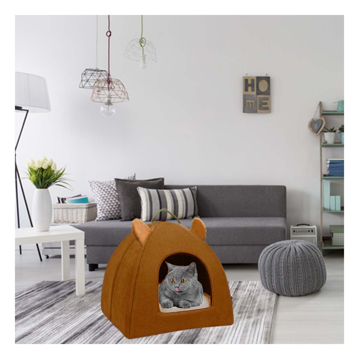 RYBIU IMPORT - Cama de Iglu en Talla L Marron Y+Papel de Regalo