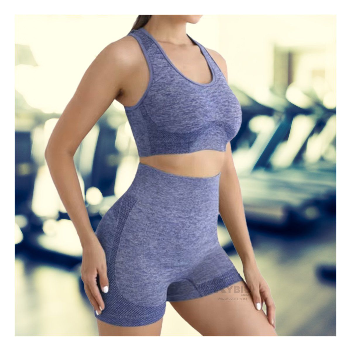 RYBIU IMPORT - Conjunto de Yoga para Mujeres en Movimiento Azul