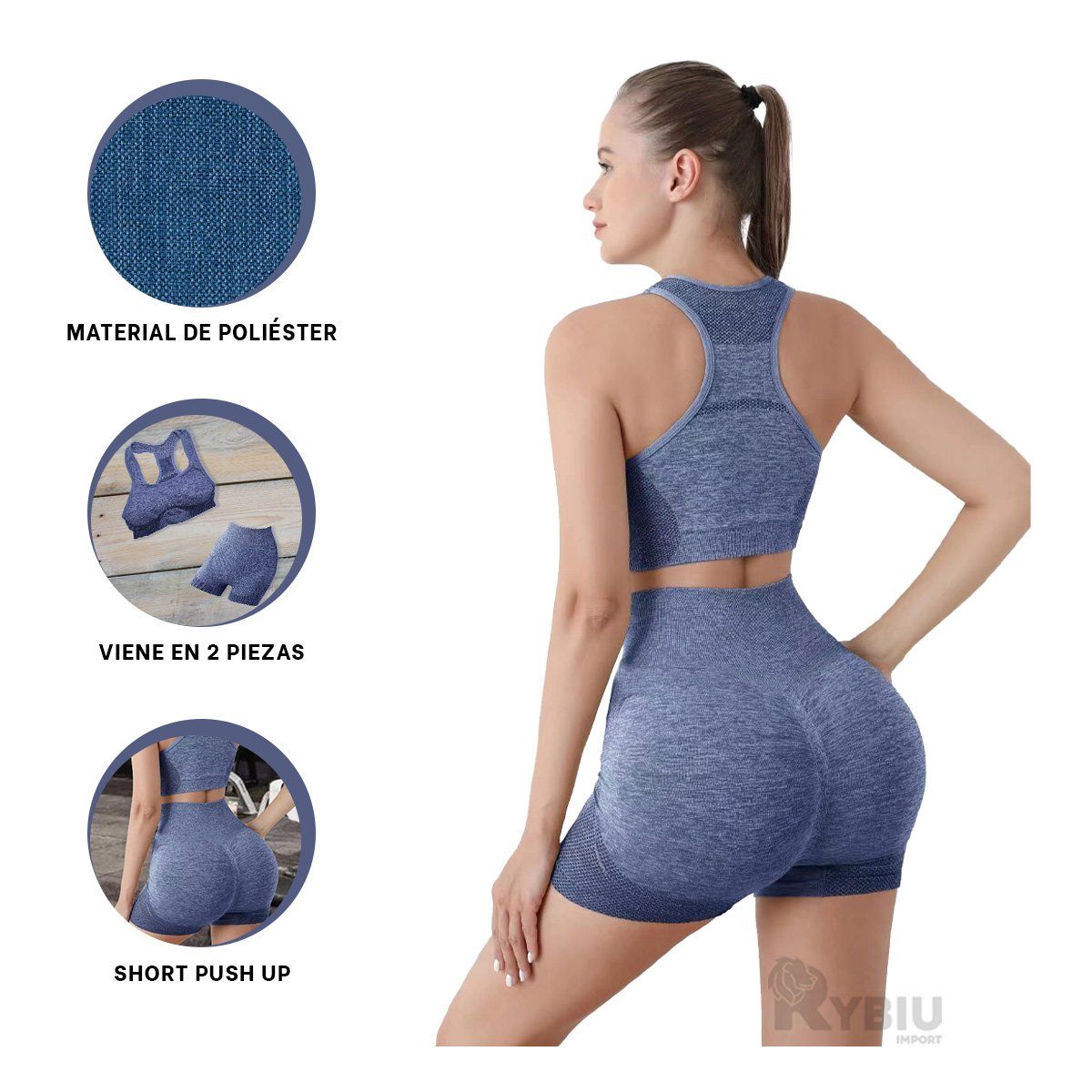GENERICO - Short Moderno y Push Up para Yoga Azul Y+Post-it Adhesivos