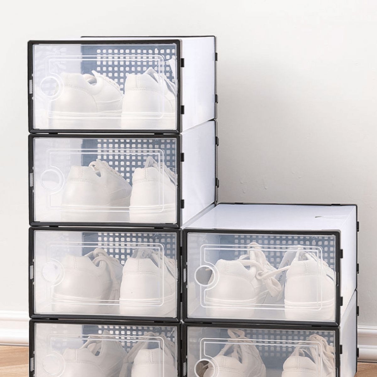 GENERICO - Set x 6 Cajas Organizadoras De Zapatillas Color Negro