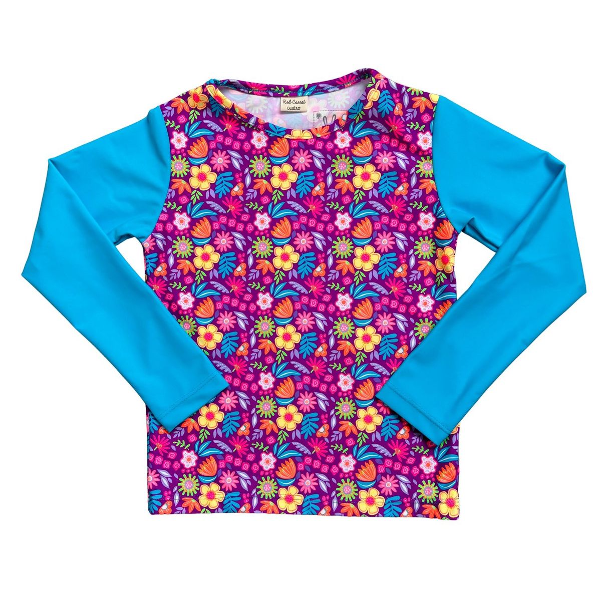 RED CARROT - Polo para nadar niña manga larga lycra morado con brazos celeste