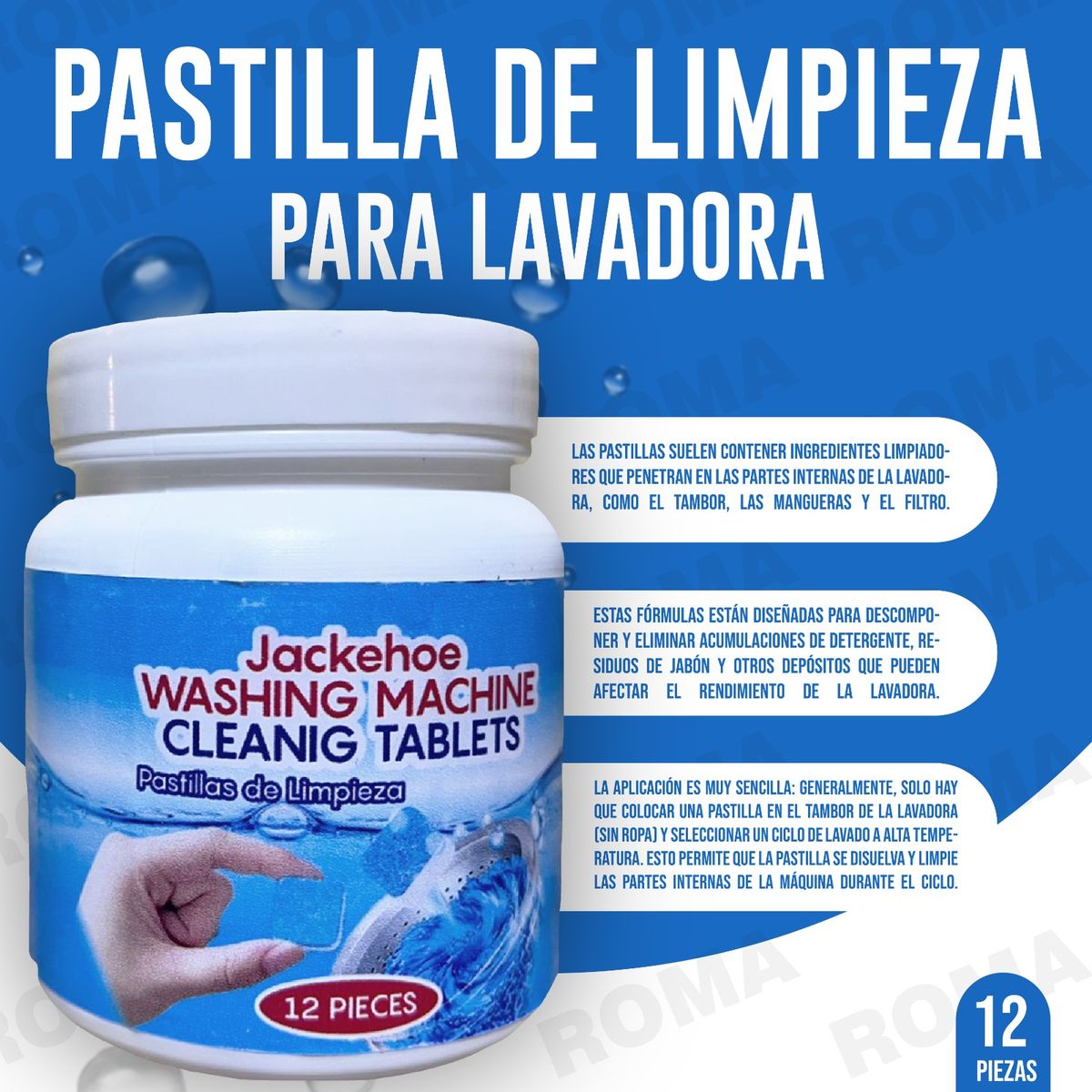 GENERICO - PASTILLA DE LIMPIEZA PARA LAVADORA 36 und