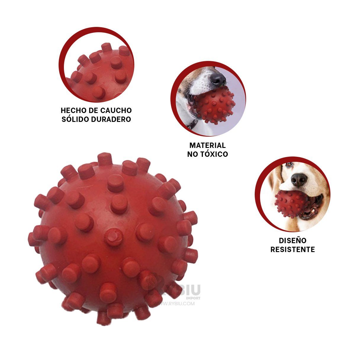RYBIU IMPORT - Pelota Entrenar a tu Cachorro de Color Rojo Y+Gift Stickers