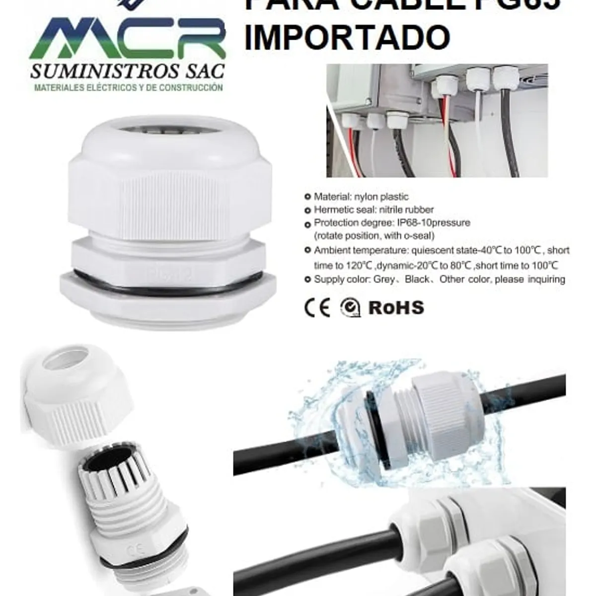 GENERICO - PRENSA ESTOPA PARA CABLE PG63 DIAMETRO DE 42-50MM PVC IMPORTADO
