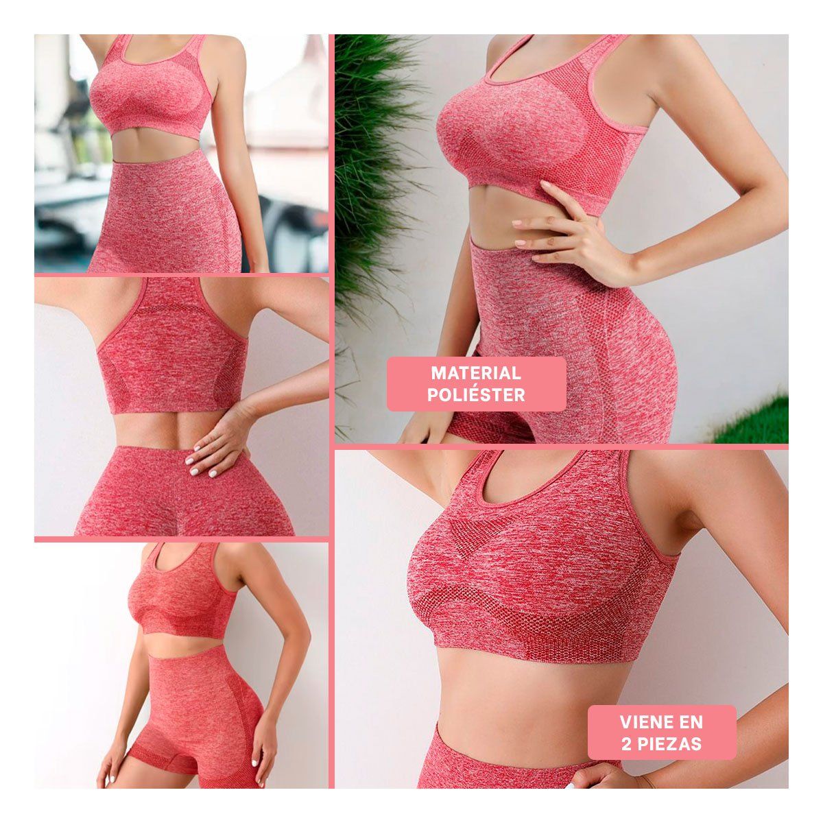 RYBIU IMPORT - Ropa de Yoga Push Up con Comodidad Rojo Y+Gift Stickers