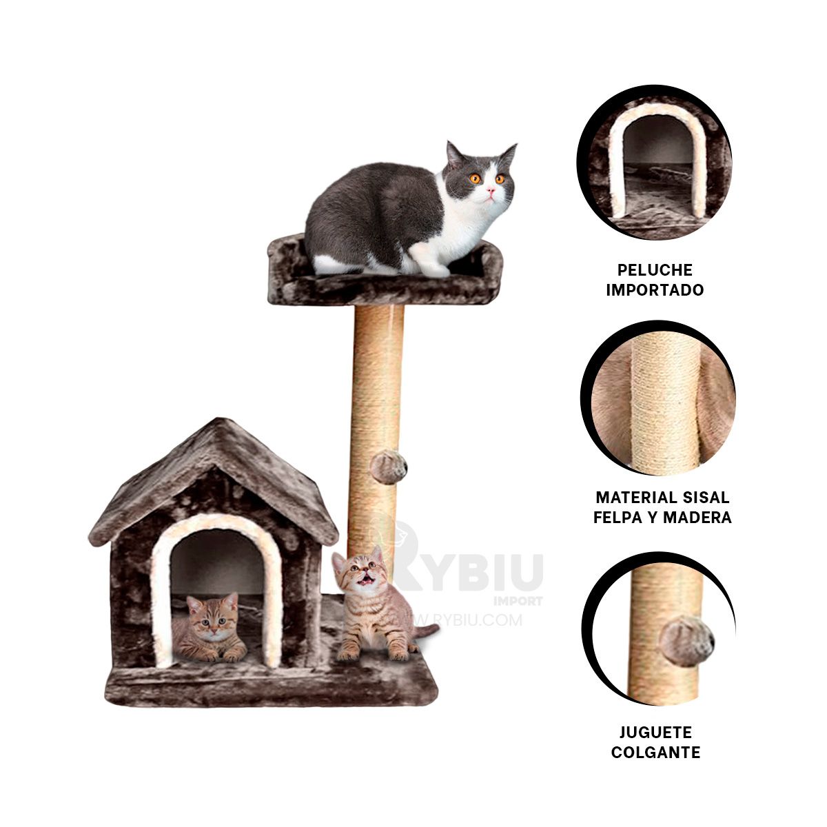 GENERICO - Gym Nido Alto Didactico para Gatos en Gris Y+Gift Stickers