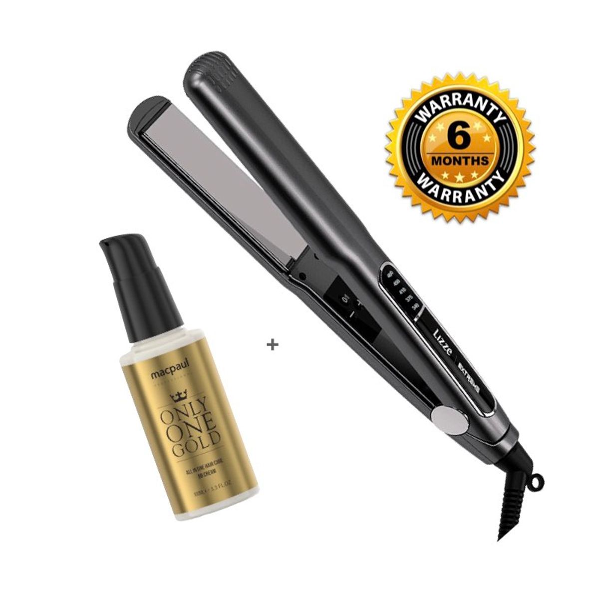 LIZZE - Plancha de Cabello Profesional EXTREME y BB Cream OLNY ONE GOLD 100ml