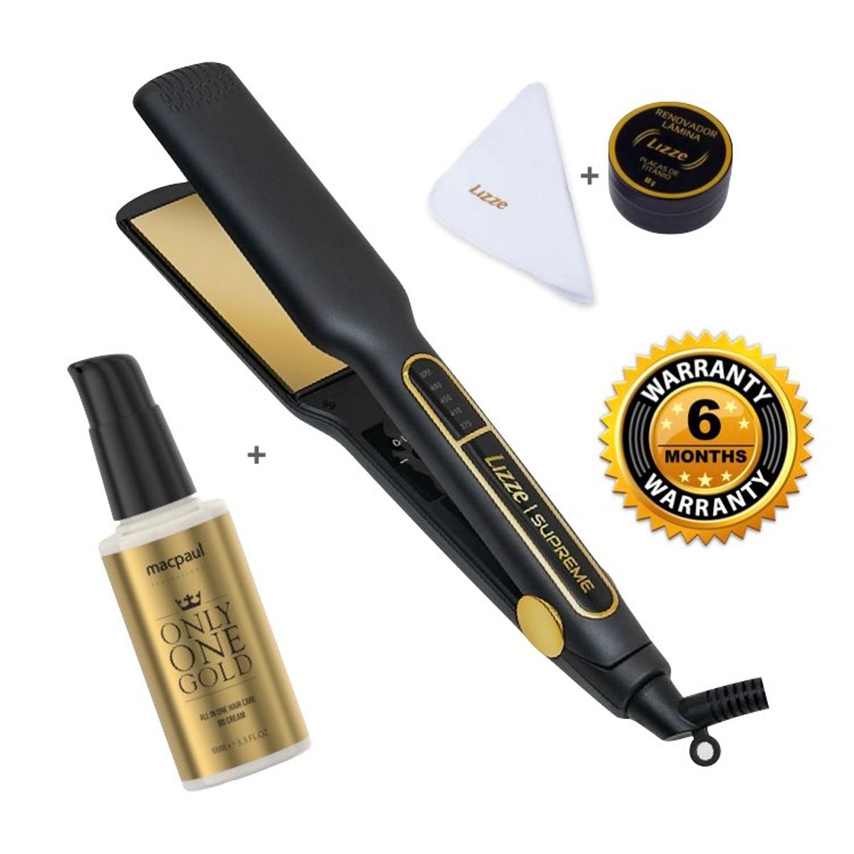 LIZZE - Plancha de Cabello Profesional Supreme y BB Cream ONLYONEGOLD 100ml