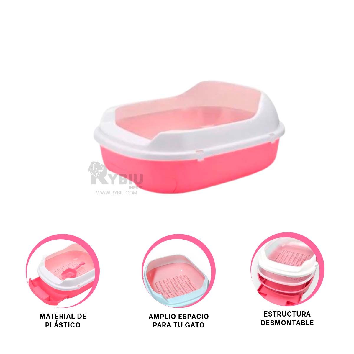 RYBIU IMPORT - Recipiente con Arena con Base Movil Rosado Y+Gift MiniAgenda