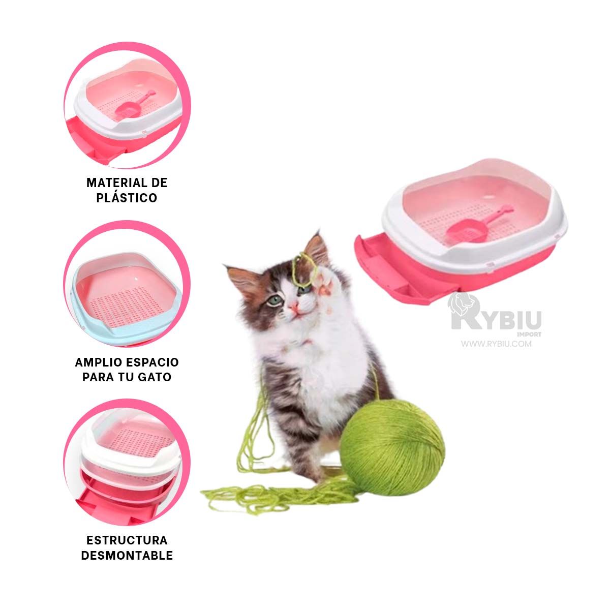 RYBIU IMPORT - Recipiente con Arena con Base Movil Rosado Y+Gift MiniAgenda