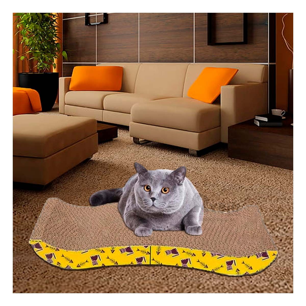 GENERICO - Rascador de Gatos Entretenido en Forma de C