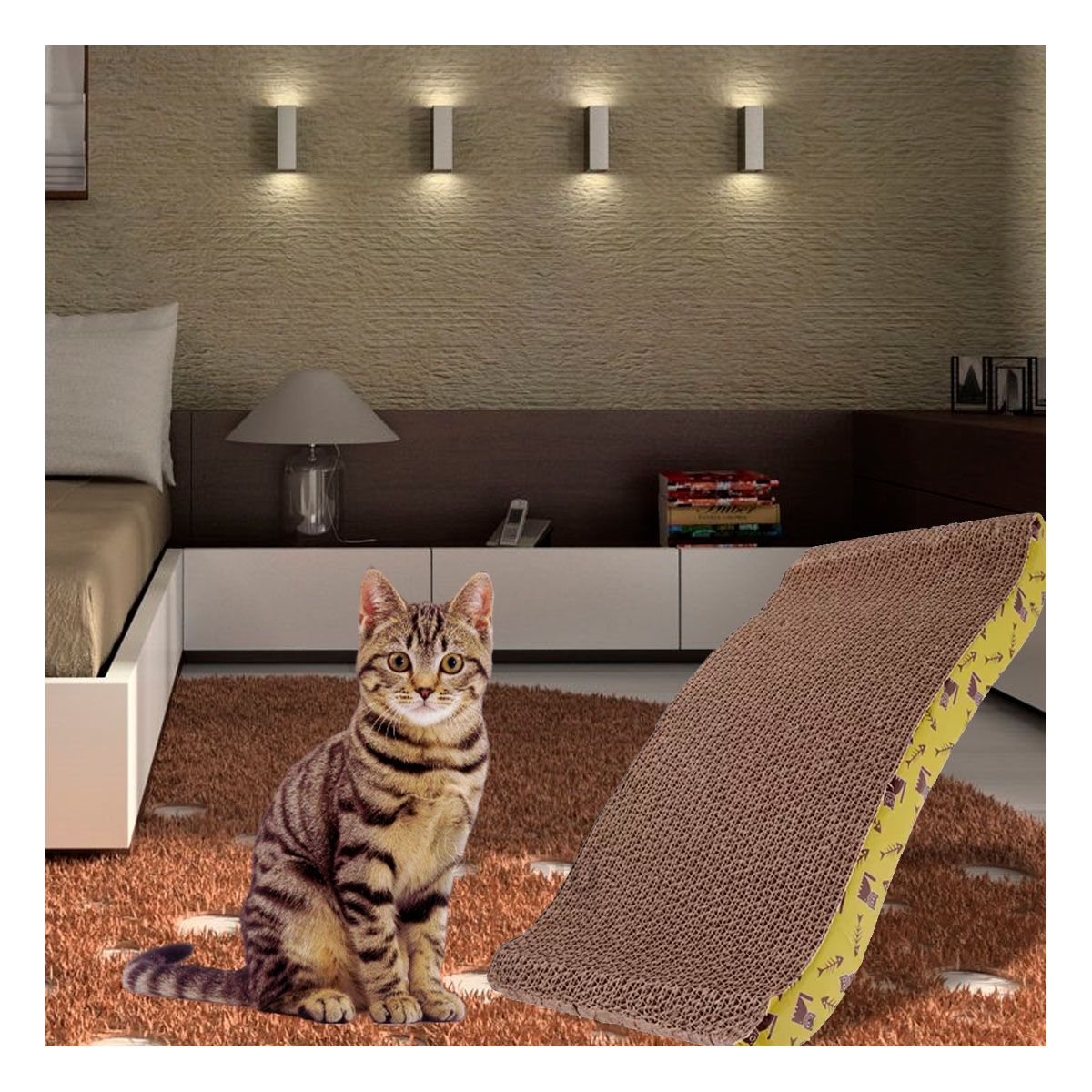 GENERICO - Rascador de Gatos Entretenido en Forma de C