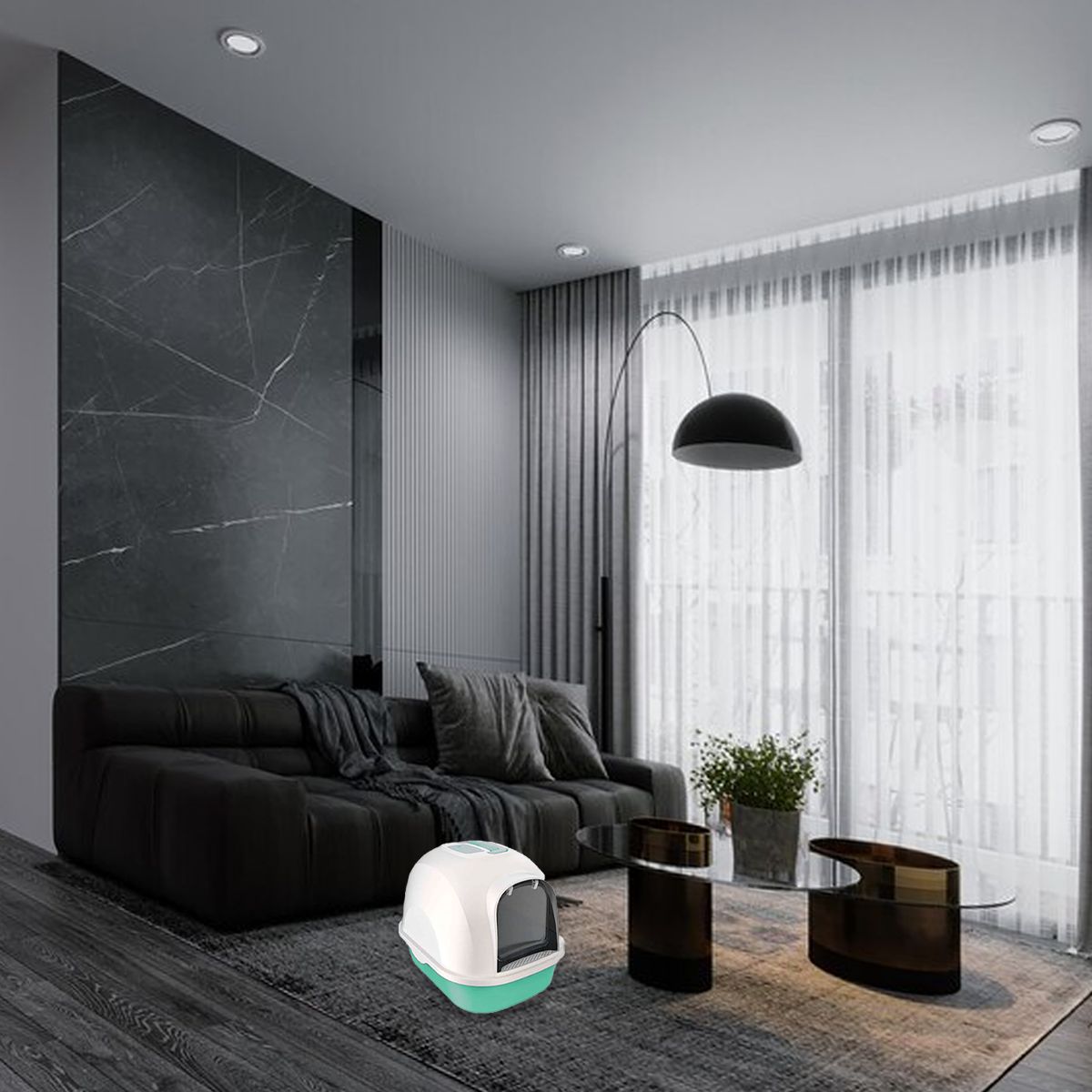 GENERICO - Arenero Cerrado de Gato Funcional en Color Verde