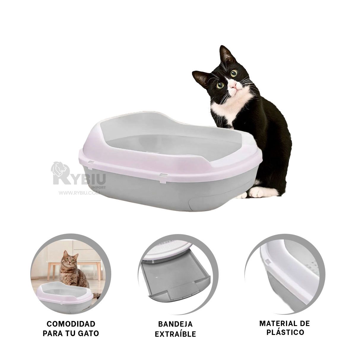 GENERICO - Arenero Higienico con Bandeja Gris Y+Papel de Regalo