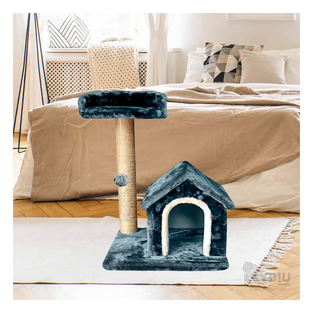 GENERICO - Gym para Gato Casa con Doble Nivel en Tonalidad Azul