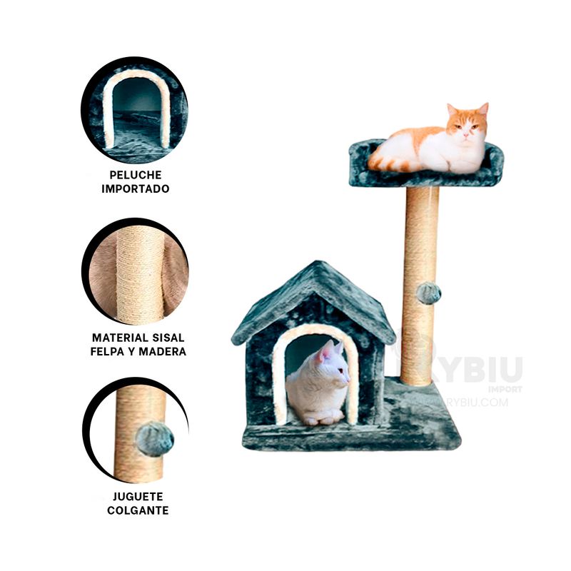 GENERICO - Casa para Entretenimiento Gatuno Azul Y+Envoltorio de Regalo