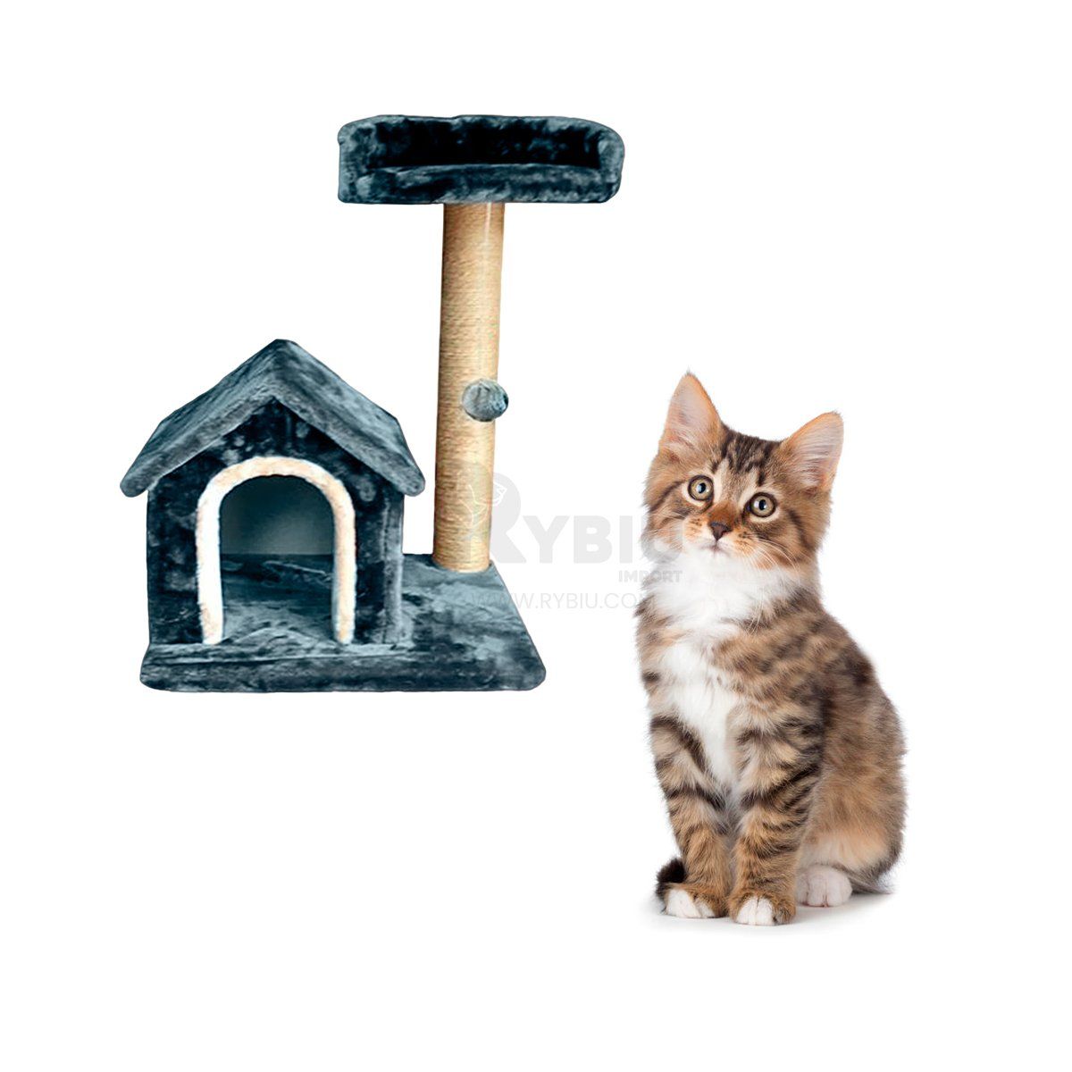 GENERICO - Casa para Entretenimiento Gatuno Azul Y+Envoltorio de Regalo