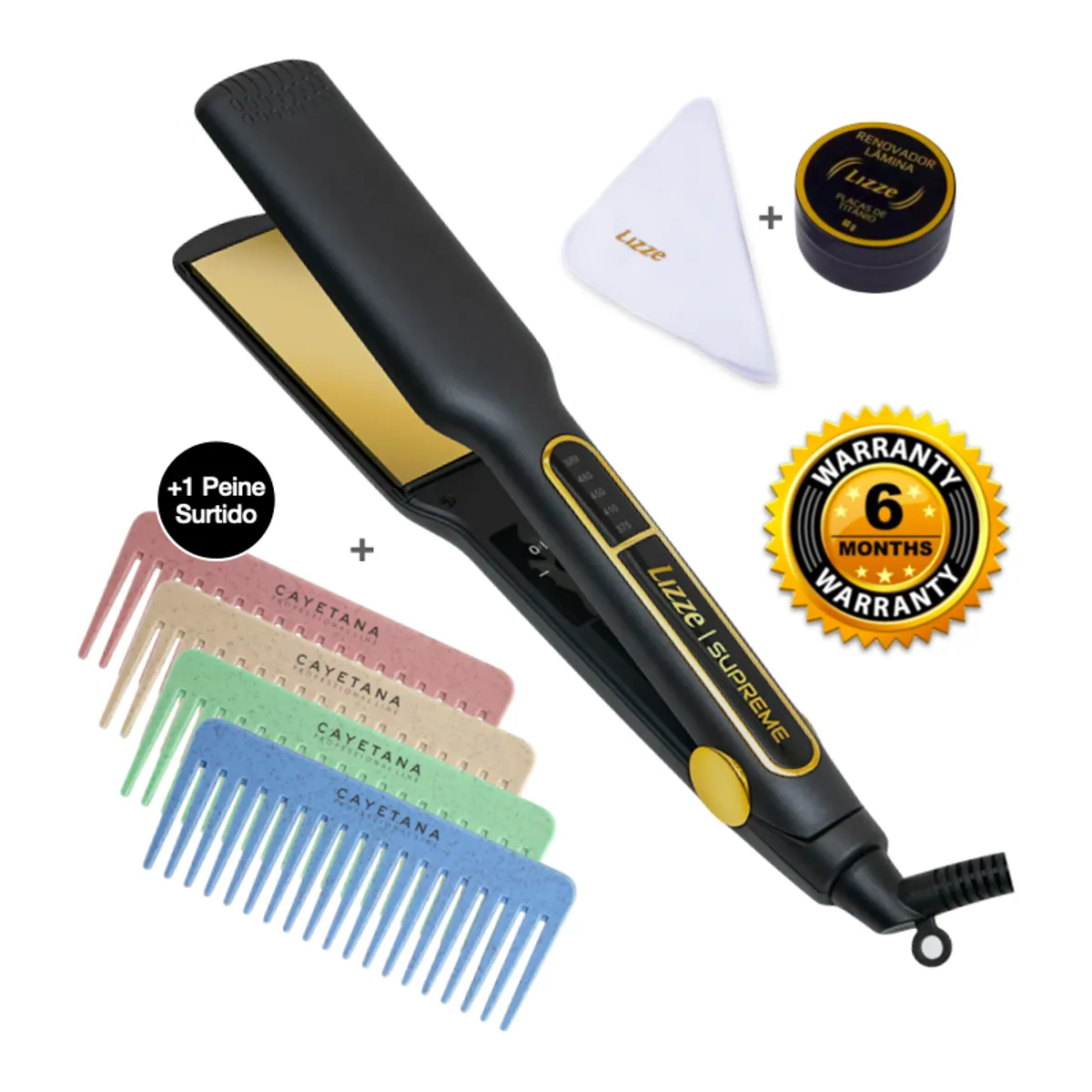 LIZZE - Plancha Profesional Lizze SUPREME + Peine Surtido