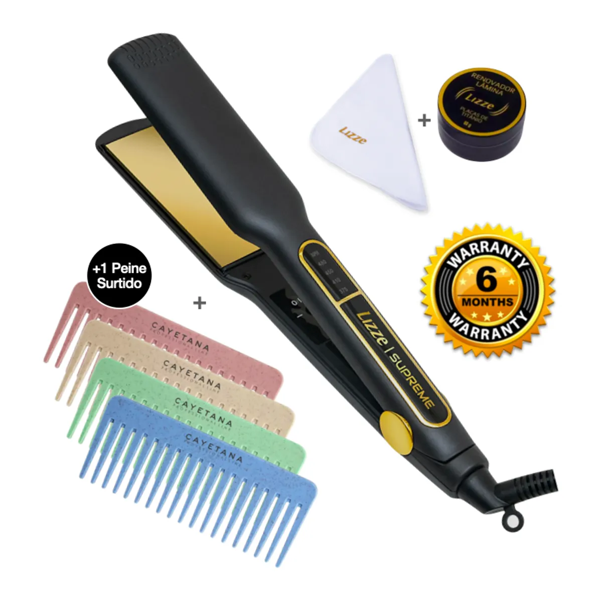 LIZZE - Plancha Profesional Lizze SUPREME + Peine Surtido