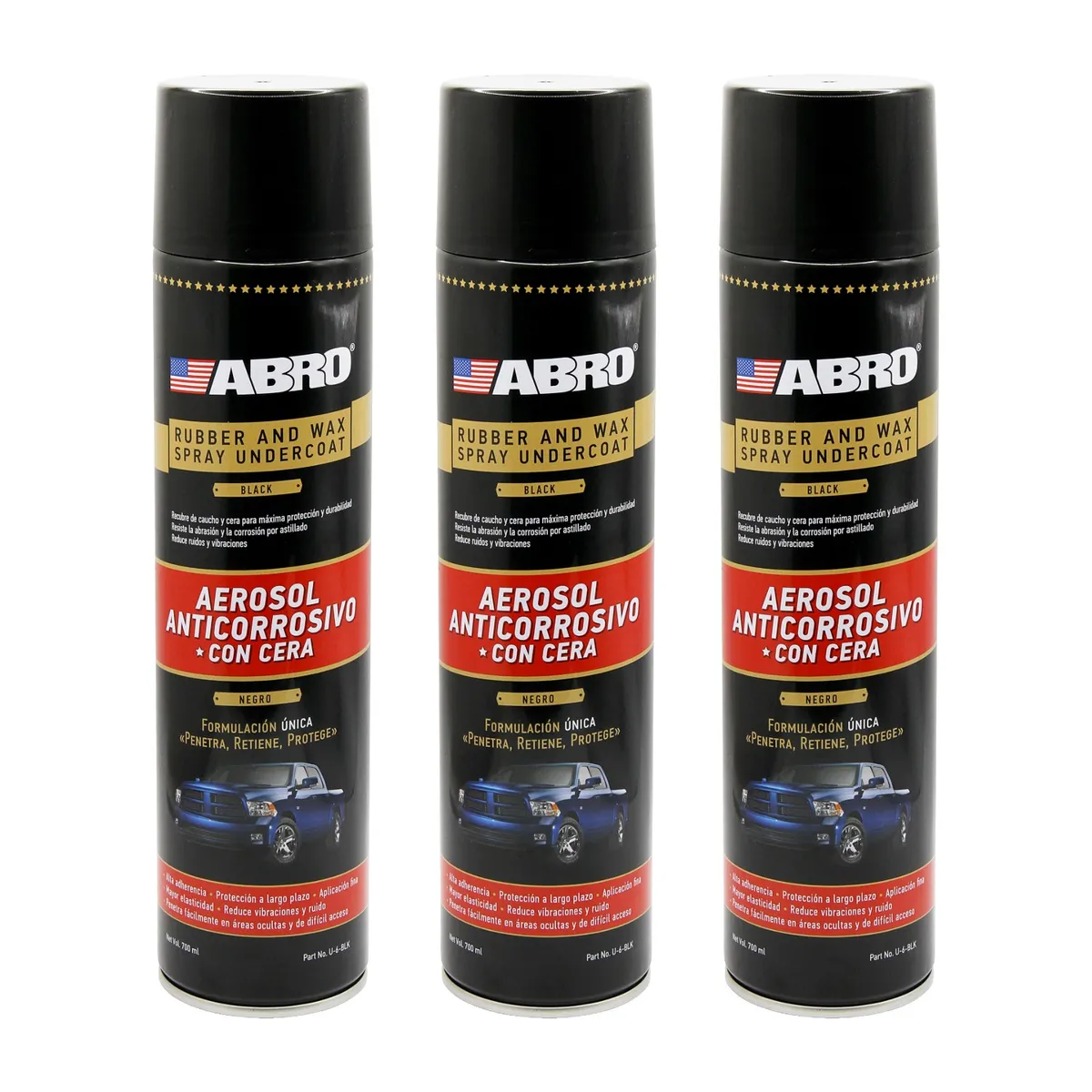 ABRO - ABRO Undercoating Protector de Chasis en Spray U-6 Pack x3