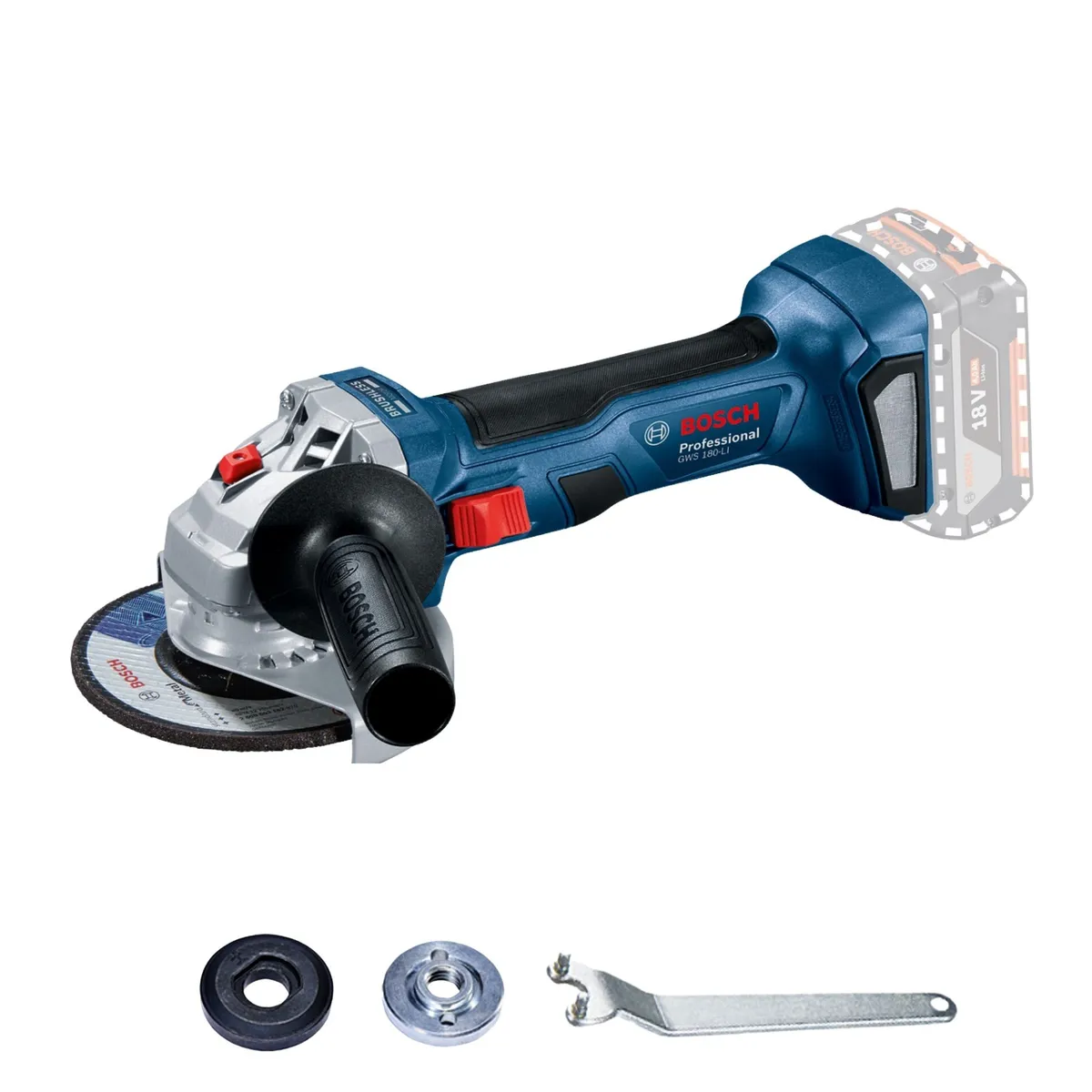 BOSCH - Amoladora inalámbrica 18V Esmeril 5"  Bosch GWS 180-LI sin batería