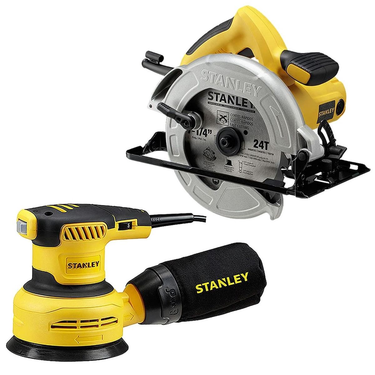STANLEY - Sierra Circular 7 1/4" 1600W + Lijadora Excentrica 5" 300W Stanley SC16-K9