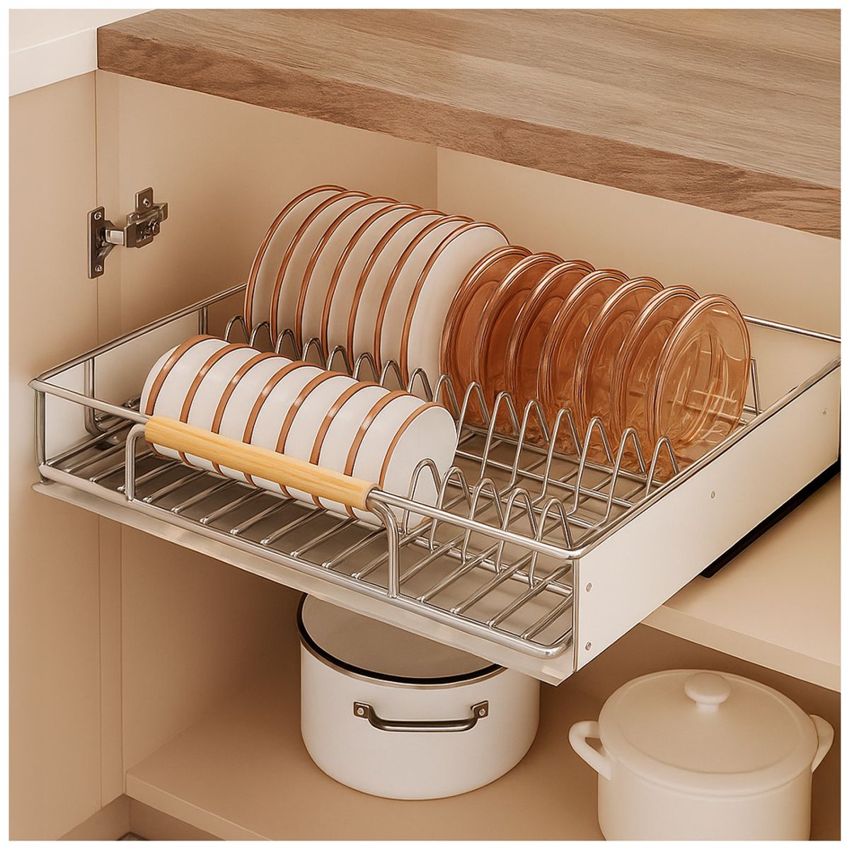 KELLER - Escurridor de Platos Extraíble de Acero para Gabinete de Cocina