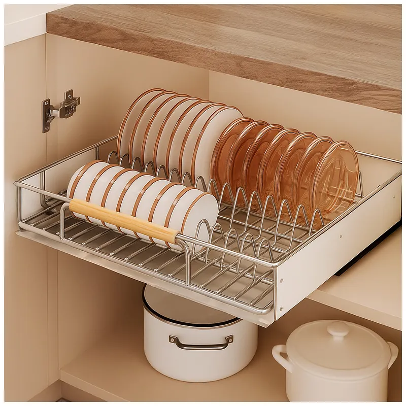 KELLER - Escurridor de Platos Extraíble de Acero para Gabinete de Cocina