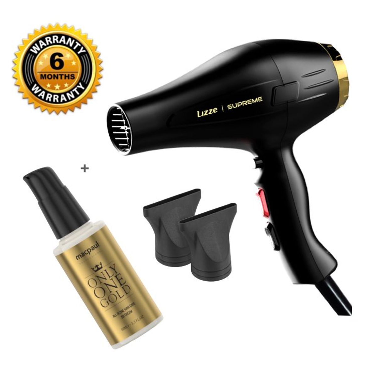 LIZZE - Secadora Lizze SUPREME 2600W + BB Cream ONLY ONE GOLD 100ml MacPaul