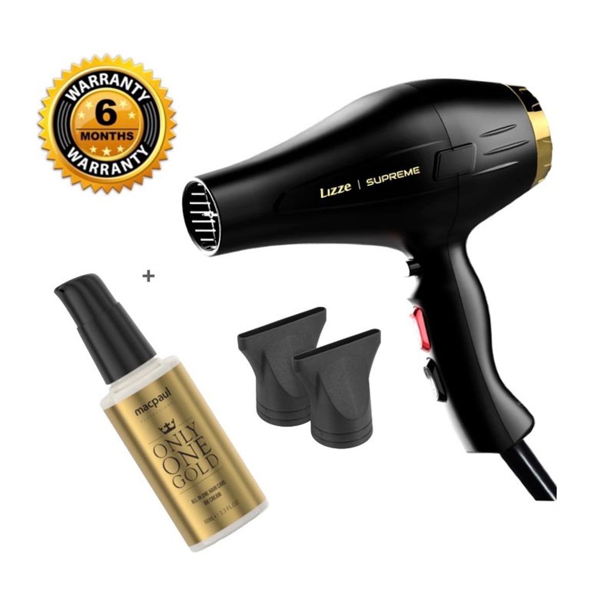 LIZZE - Secadora Lizze SUPREME 2600W + BB Cream ONLY ONE GOLD 100ml MacPaul