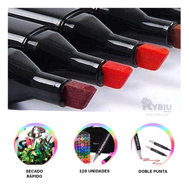 GENERICO - Set Plumones para Colorear de 120 Unidades Y+Papel de Regalo