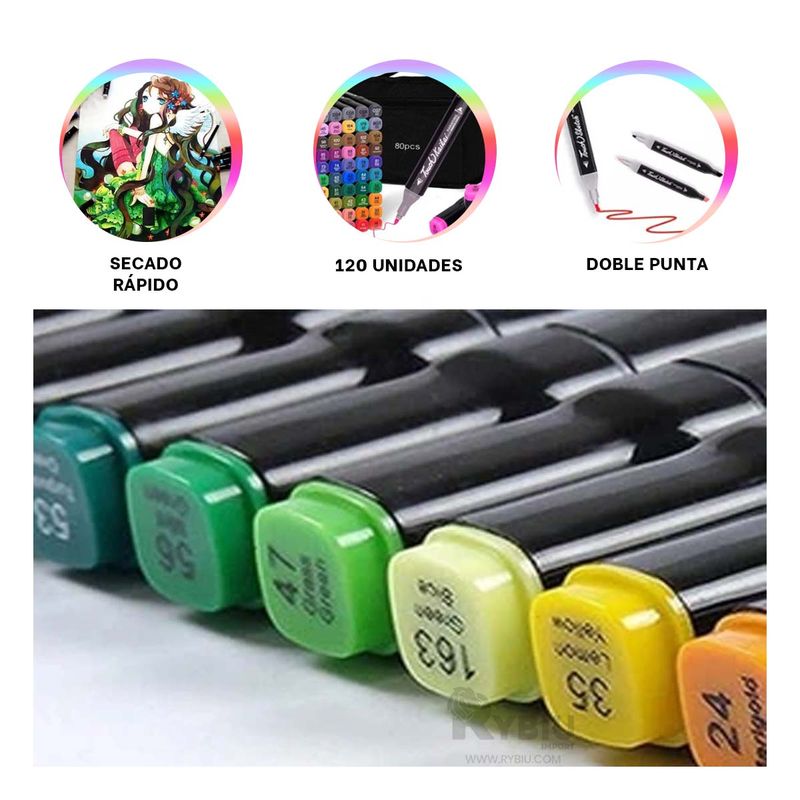 GENERICO - Kit de Plumones de 120 Unidades Y+Regalo Stickers