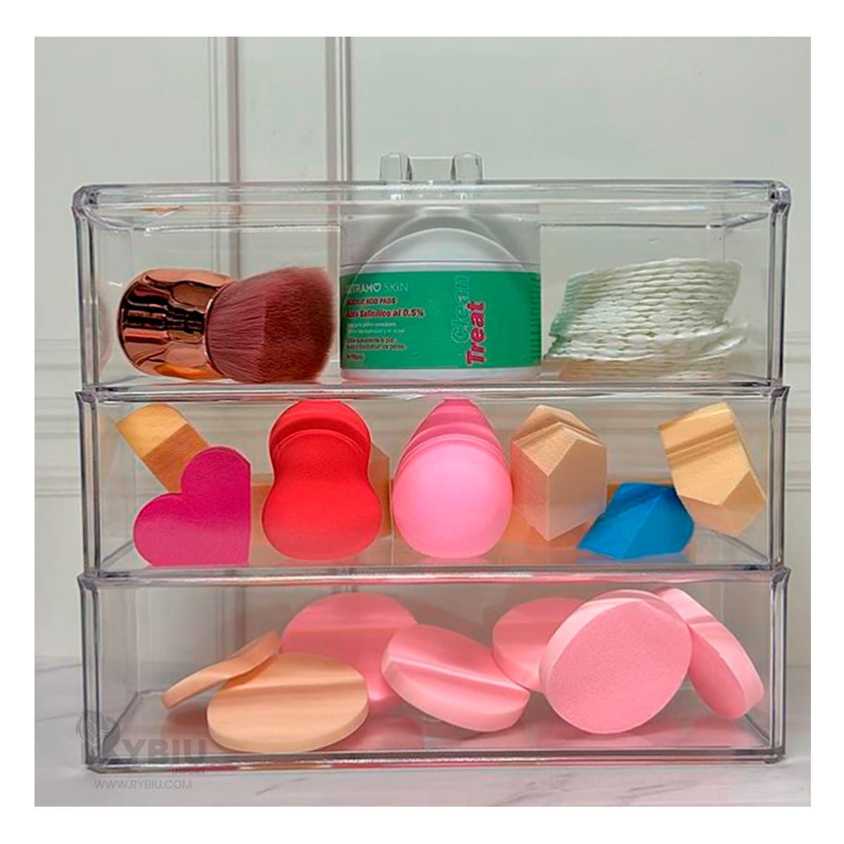 GENERICO - Caja Comoda de 3 Divisiones Transparente Y+Papel de Regalo