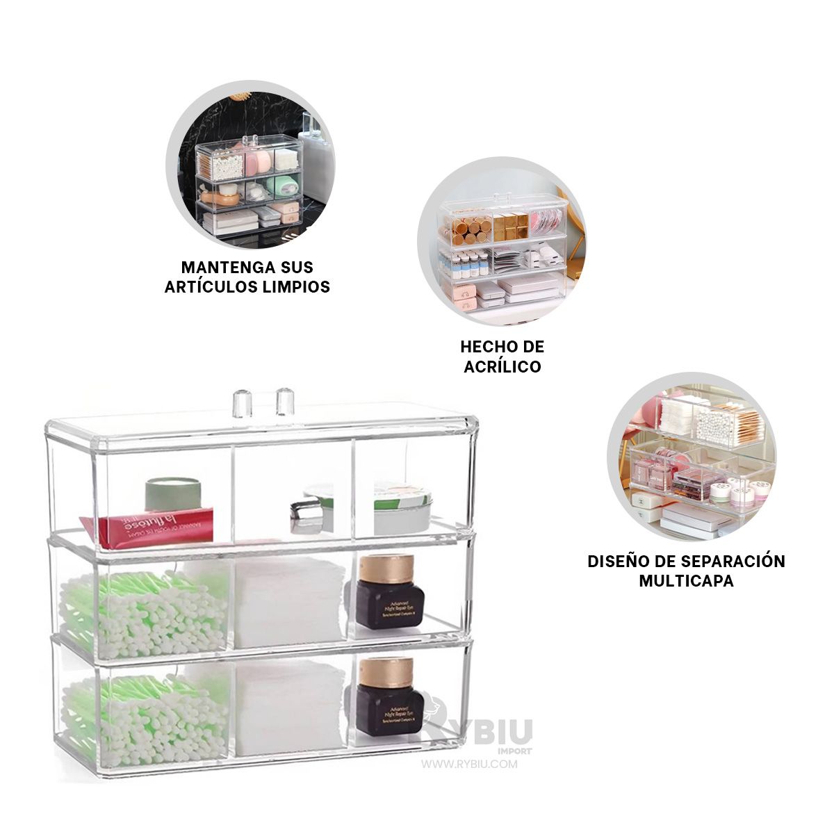 GENERICO - Caja Comoda de 3 Divisiones Transparente Y+Papel de Regalo