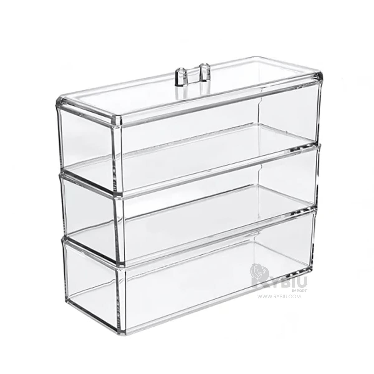 GENERICO - Caja de Maquillaje Moderna de 3 Divisiones Tono Transparente