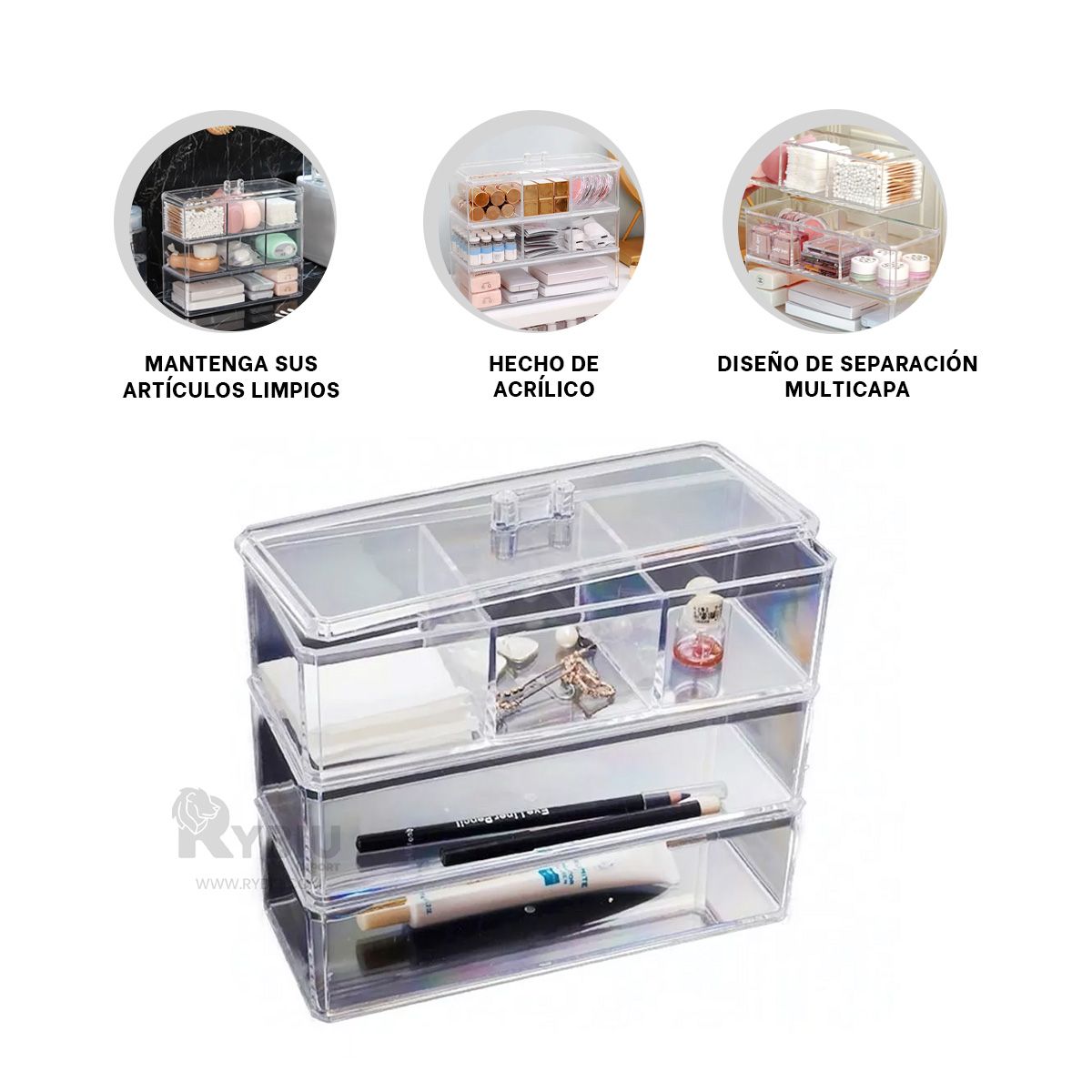 GENERICO - Cofre de Acrilico en Transparente Y+Banderitas Adhesivas