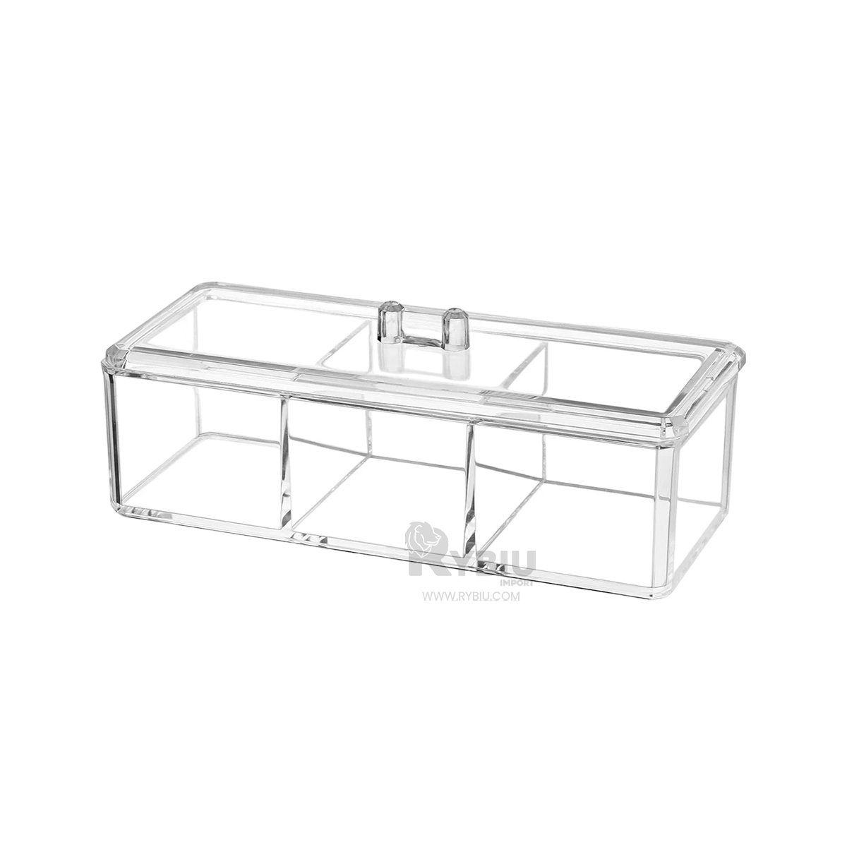 GENERICO - Caja de Acrilico Moderna con 3 Divisiones en Transparente
