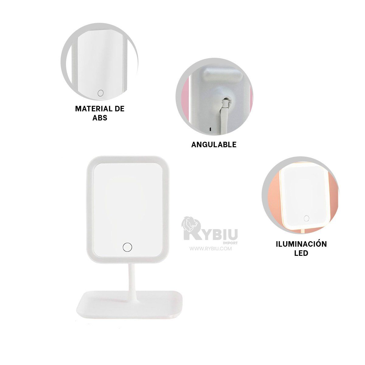 GENERICO - Espejito con Luces Led Tono Blanco Y+Post-it Adhesivos