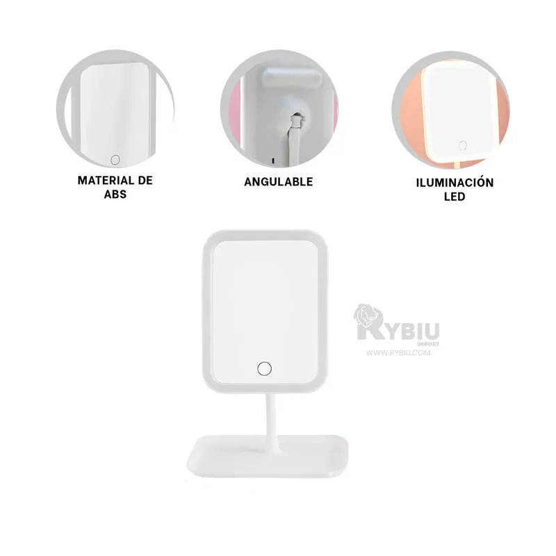 GENERICO - Espejito con Base Led Color Blanco Y+Banderitas Adhesivas