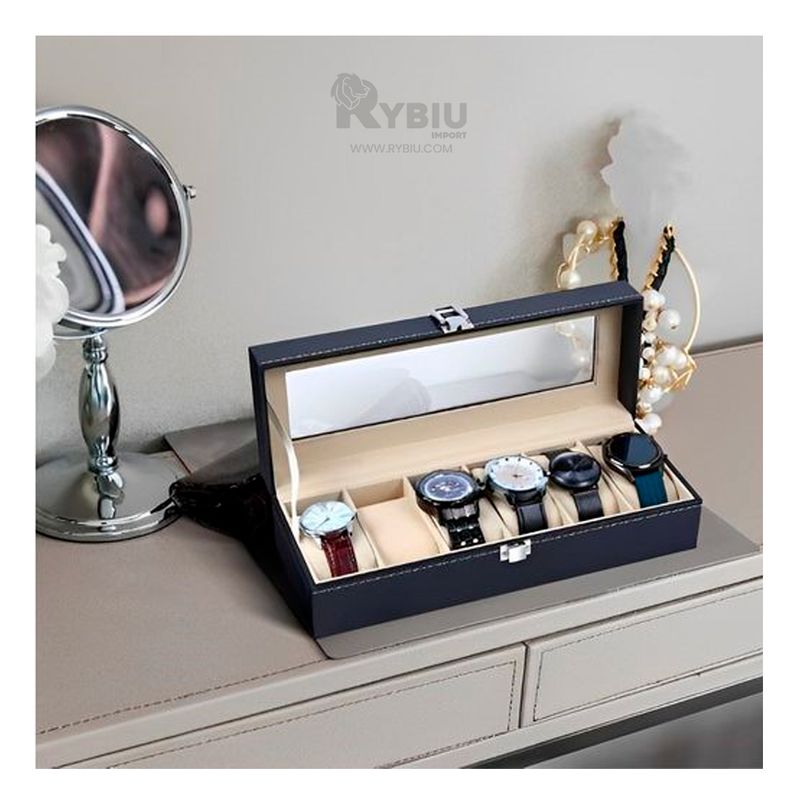 GENERICO - Organizador para Relojes con 6 Divisiones en Color Negro
