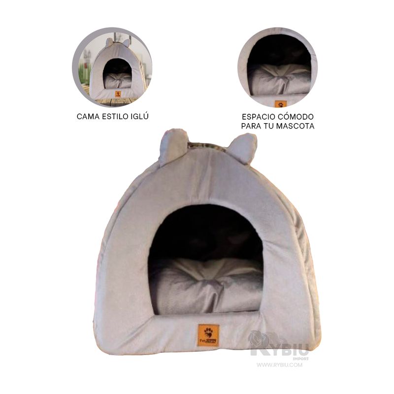 RYBIU IMPORT - Iglu Util para Mascota en Plomo Talla L Y+Gift Stickers