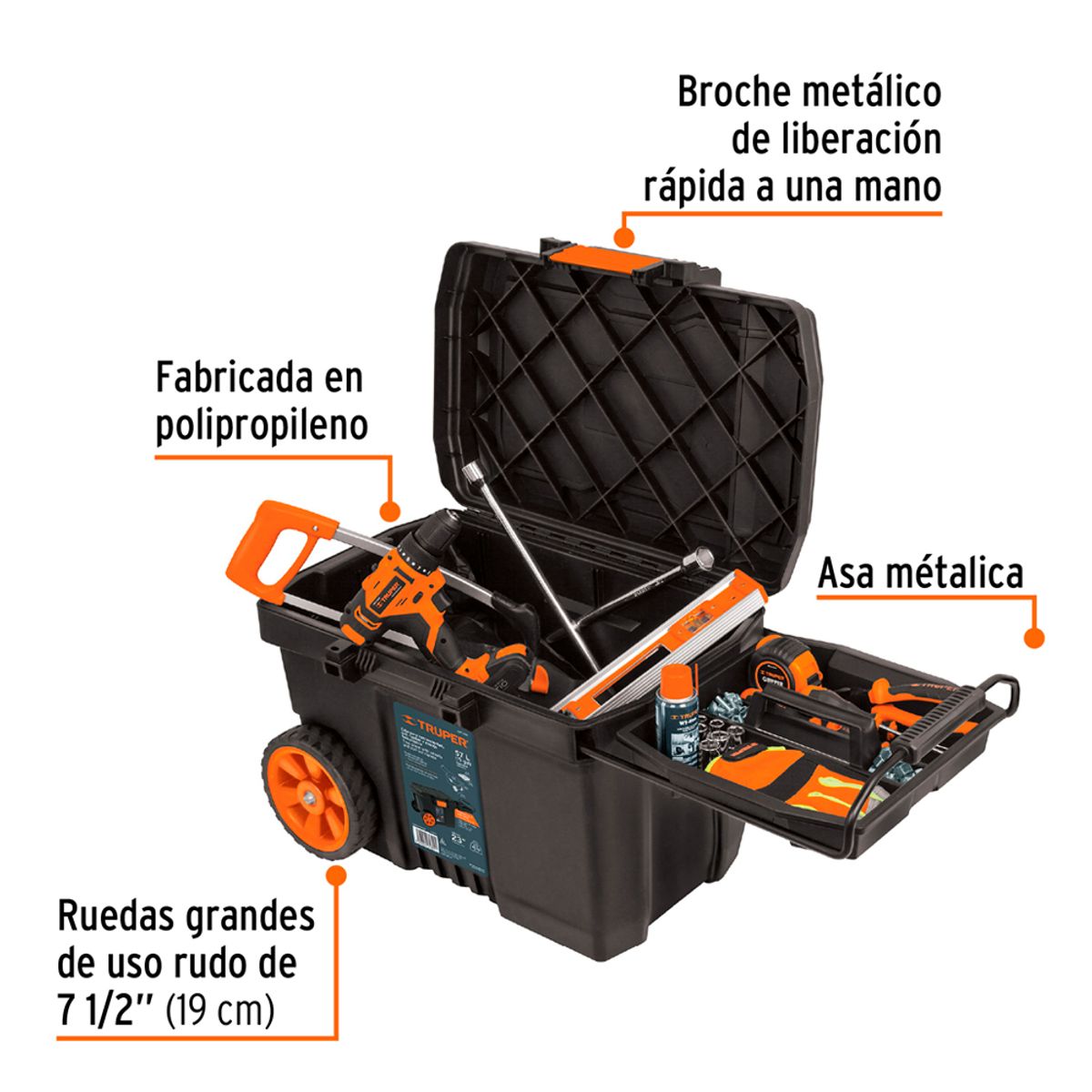 TRUPER - Caja para Herramientas 23 con Ruedas CHP-23R Truper